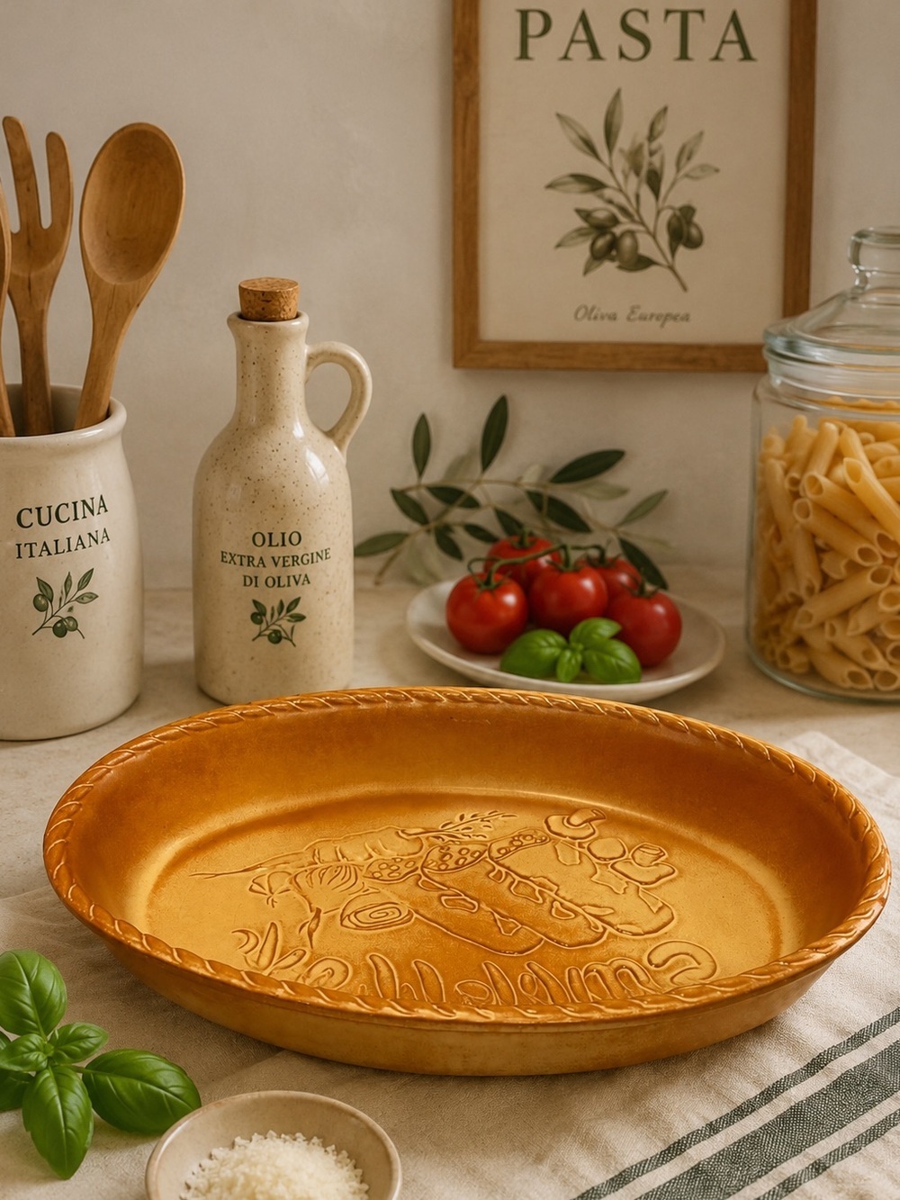 Vintage Gourmet “Cannelloni” Ceramic Serving Platter – Italy Style